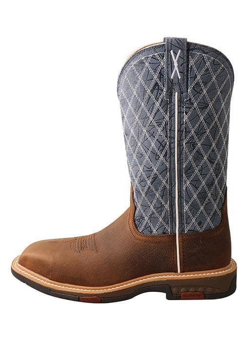 TWISTED X - Womens 11", Nano Toe Western Work Boot, Brown & Blue