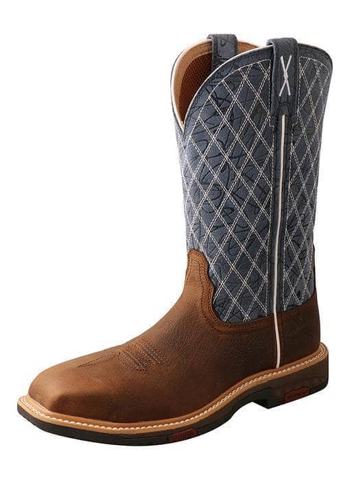 TWISTED X - Womens 11", Nano Toe Western Work Boot, Brown & Blue