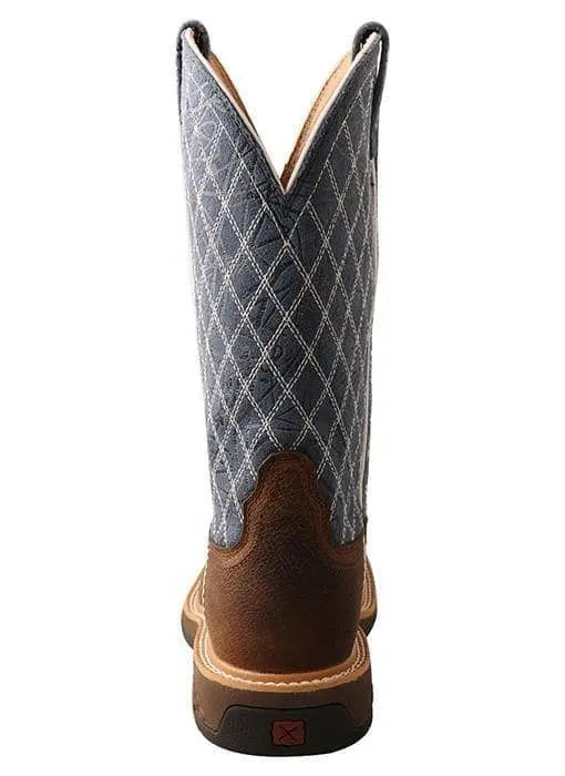 TWISTED X - Womens 11", Nano Toe Western Work Boot, Brown & Blue