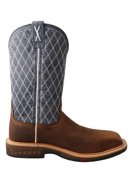 TWISTED X - Womens 11", Nano Toe Western Work Boot, Brown & Blue