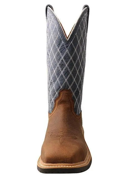 TWISTED X - Womens 11", Nano Toe Western Work Boot, Brown & Blue